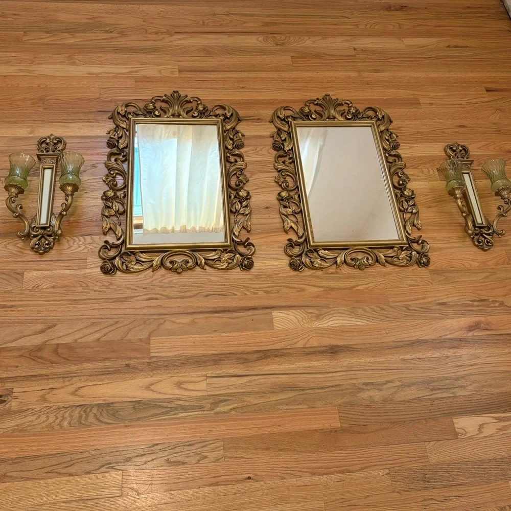 Vintage Homeco syroco gold ornate mirror